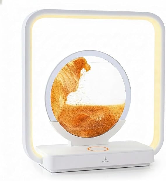 Quicksand Table Lamp | Ambient Night Light with 3-Color Mode Touch Control | Moving Sand Light Art & Aesthetic Home Decor (Sandstone Orange)
