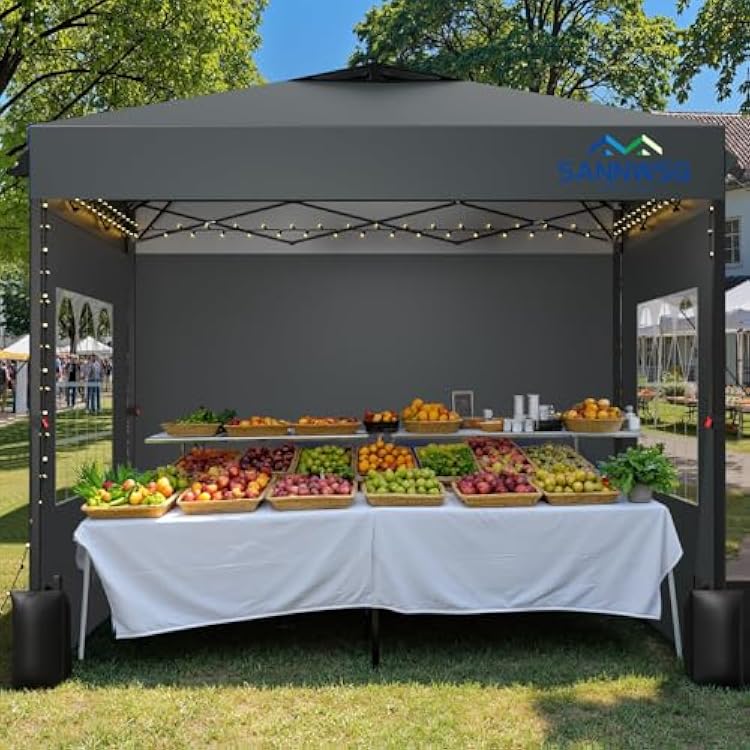 10X10 Pop Up Canopy Tent with 3 Sidewalls,Easy Up Canopy,Commercial Instant Shelter,Heavy Duty One Person Set Up Event Tent,Gray