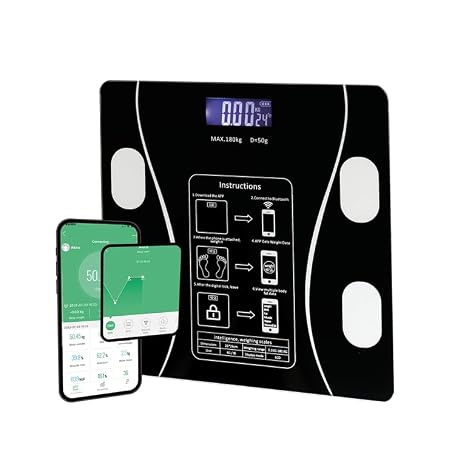 BUY IN WEB USA Smart Scale for Body Weight and Fat, Electronic Body Composition Monitor, 18 Analysis Applications, Supports up to 400 lbs