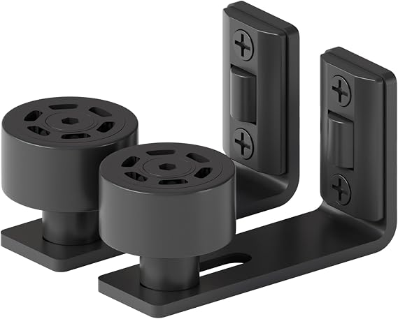 2PCS AONAYIOA Adjustable Roller Sliding Barn Door Bottom Floor Guide, Wall Mounted Barn Floor Guide, with Flush Flat Bottom, Fit All Size(Black)