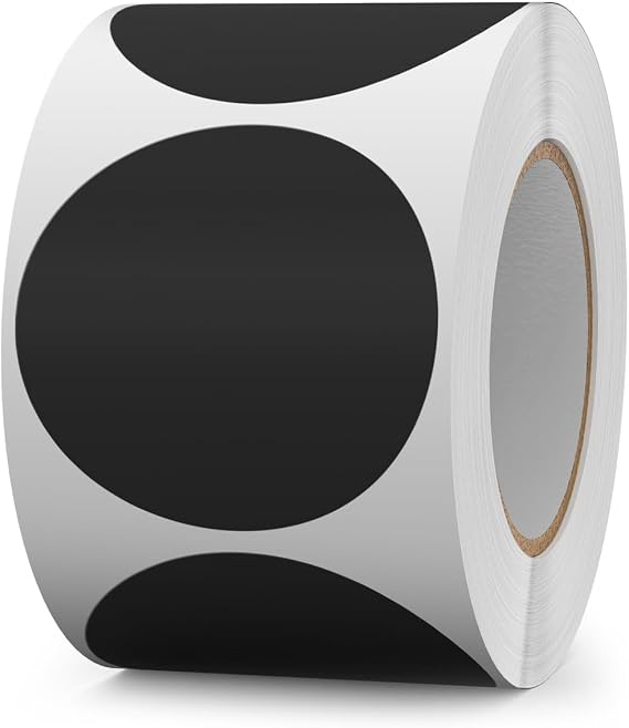 Black Round Stickers Roll 2 Inch Vinyl Colored Dot Labels 500 PCS