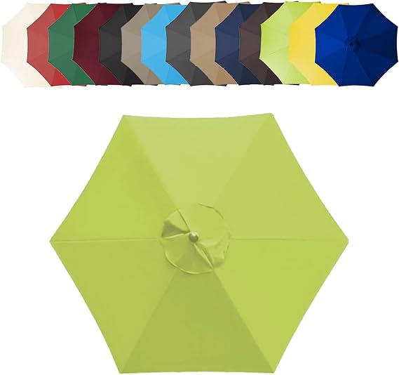 Sun Umbrella Replacement Cloth, 2m/2.7m/300cm Replacement Parasol Canopy, 6 Arms/8 Arms, Polyester UV Protection Market Table Umbrella Canopy, Parasol Umbrella Replacement Cover(Grass Green,8 ribs-2.7