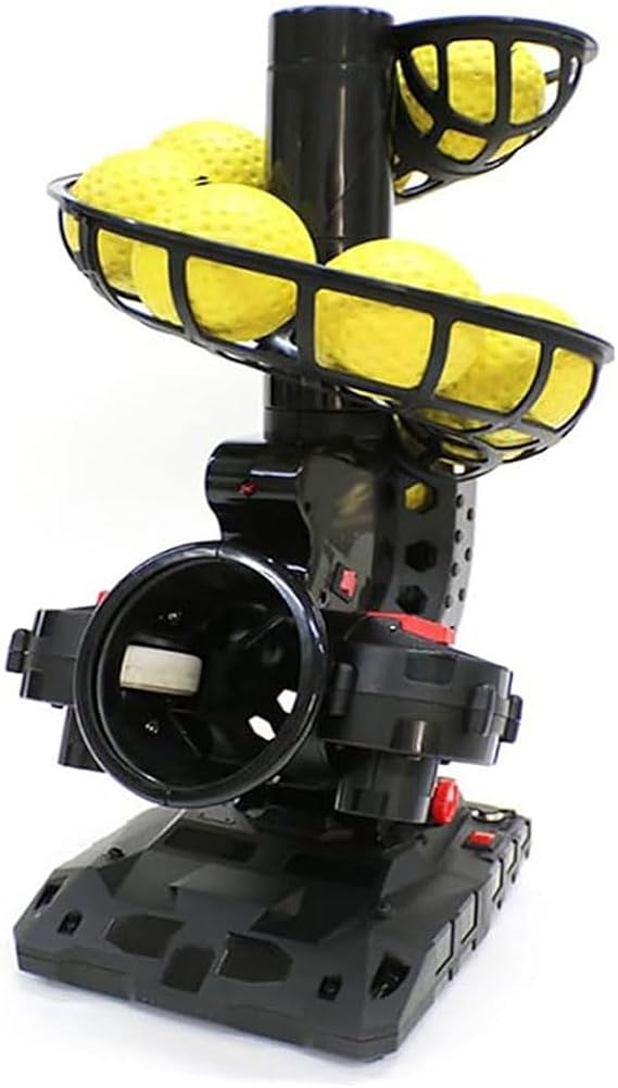 JOSBY Electronic Baseball Pitching Machine, Adjustable Angles & Speed Change Ball Tee Machine, with 8 Dimpled Balls, Launch Training Machine, for Batting and Fielding Practice Of Low Level