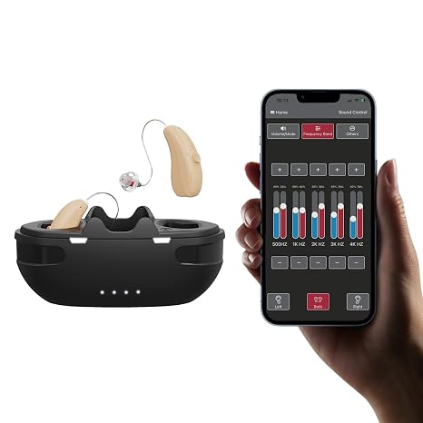 Advanced Bluetooth Hearing Aids for Seniors - Rechargeable and Noise Cancelling, Smart App Control, Ideal for Mild to Moderate Hearing Loss, OTC Digital Devices with 3 Scene Modes