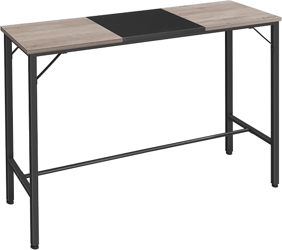 HOOBRO 47.1" Rectangular Bar Table, Tall Counter Height Pub Table for Small Space, Narrow High Top, Sturdy and Durable, Easy to Assemble, Greige BG12BT01