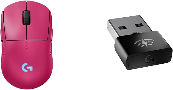 Logicool G PRO 2 LIGHTSPEED 44K DPI Wireless Gaming Mouse, Lightweight, 2.8 oz 80 g, LIGHTFORCE Hybrid Switch, HERO2 Sensor + 8K Compatible, PRO LIGHTSPEED Receiver G-PPD-002XWL-MG + G-PRO-WL-4KRC Magenta Gaming Mouse, Domestic Authentic Product