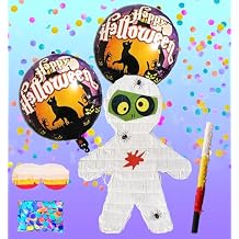 Halloween Mummy Pinata, Perfect for Halloween Parties, Party Decorations, Birthday celebrations includes Busterstick, Blindfold, Confetti and 2 Ballons