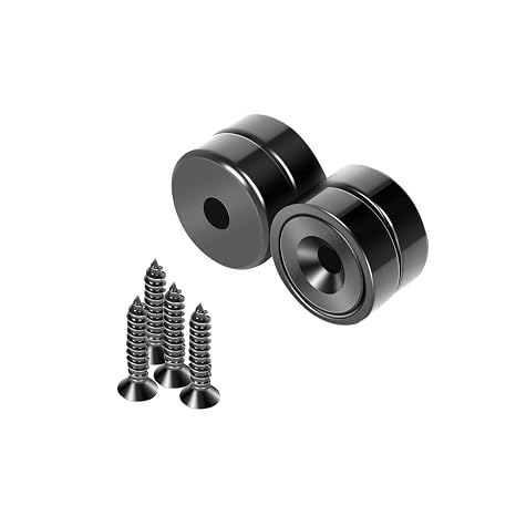 Neosmuk Black Magnets with Screws,40lbs+ Heavy Duty Rare Earth 4 Pack