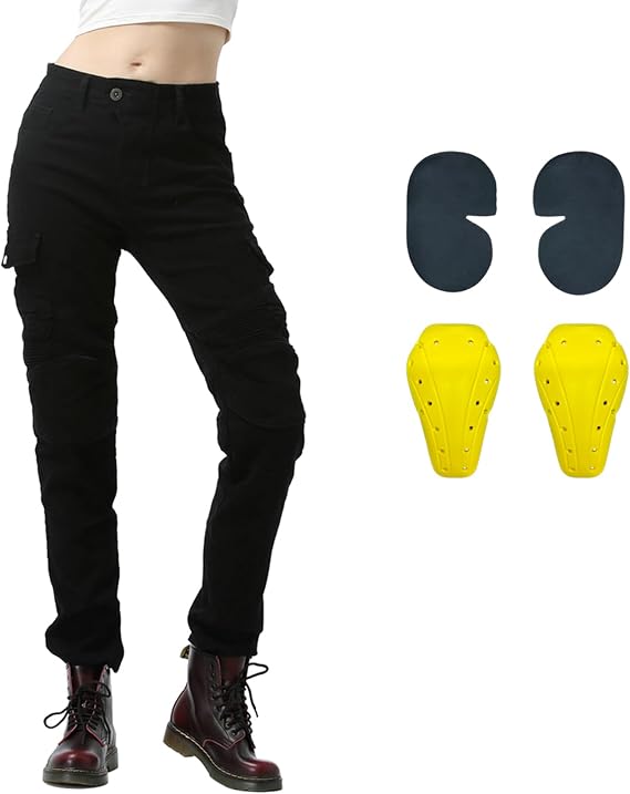 LOMENG Motorcycle Riding Pants Women with CE Level 2 Removable Armor