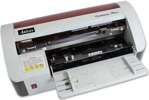 Akiles ACMP Model CardMac Plus Electric and Manual Business Card Slitter, 350 GSM Max Slitting Capacity, 10 Cards Per Sheet, 30+ Cards Per Min Speed | 350 GSM Max Slitting Capacity, 10 Cards Per Sheet, 30+ Cards Per Min Speed