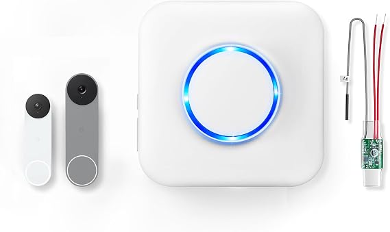 Wireless Doorbell Chime - Compatible with Google Nest Doorbell (Wired, 2nd Gen& 3rd Gen) and Google Nest Doorbell (Battery) with Wired Transmitter (1 Video Doorbell Extender 1 Receiver)
