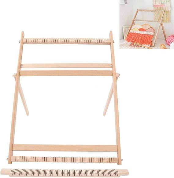 Weaving Kit, 70x50x3cm Wooden Adjustable Hand Knitting Machine Blanket Scarf DIY Sewing Machine Weaving Frame DIY Woven Tool Set for Beginners Kids Intellectual Toy