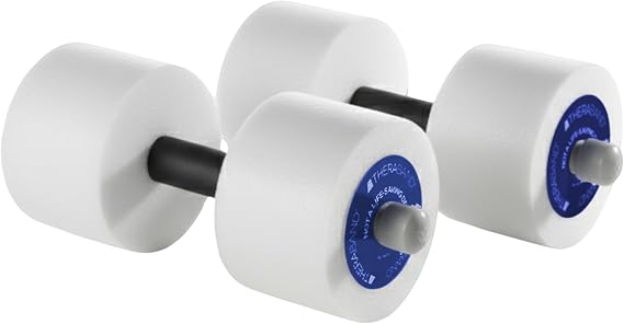 THERABAND Water Weights, Aquatic Dumbbells for Pool Fitness, 2 Foam Weights with Padded Grip for Water Aerobics, Therapy, Workouts, Pool Exercise Equipment, Aqua Training