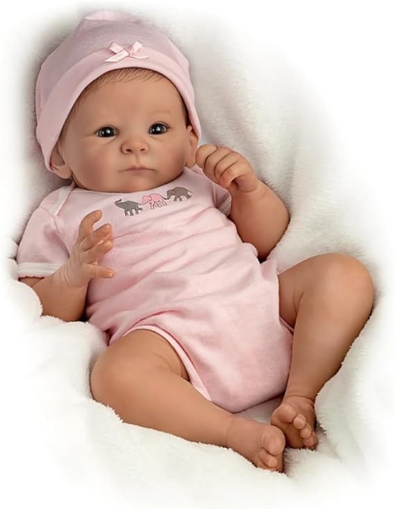 The Ashton-Drake Little Peanut Reborn Baby Doll by Tasha Edenholm, 17 inches, RealTouch Soft Vinyl Skin, Poseable and Lifelike with Cloth Body