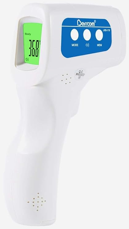BERRCOM Non-Contact Digital Infrared Forehead Thermometer 1-Second Testing-10 Pack