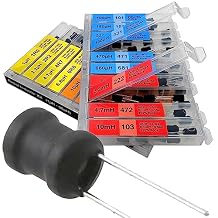 EEEEE 20 Values 160 Pcs Inductor Kit 1uH to 10 mH DIP Radial Power Choke Inductors Assortment Kit Copper Coil Rated Current DC Resistance Individual Compartment