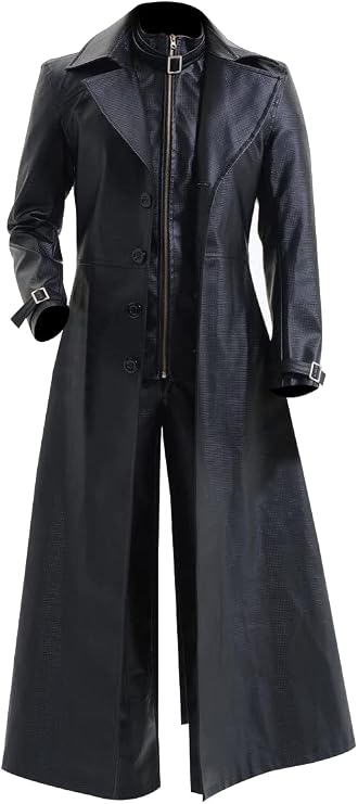 Men's Resident Evil Double Breasted Albert Wesker Cosplay Faux Leather Long Trench Coat