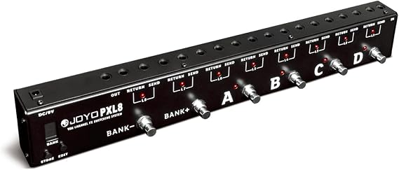 JOYO PXL8 Foot Pedal Controller 8 FX Loop Programmable Pedal Switcher with True Bypass (Black)