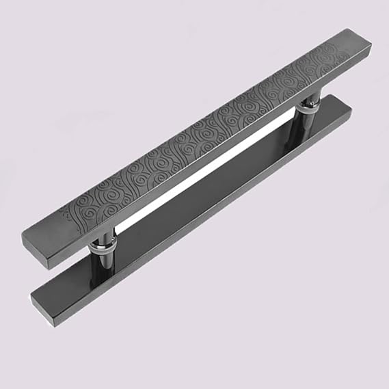 Door Pull Door Handle Push Traditional Door Knobs, Home Barn Interior/Exterior Gates Handles-H Shape, 40cm/60cm/80cm/120cm/150cm Two Sided Doors Grip (Black 40cm/16inch)