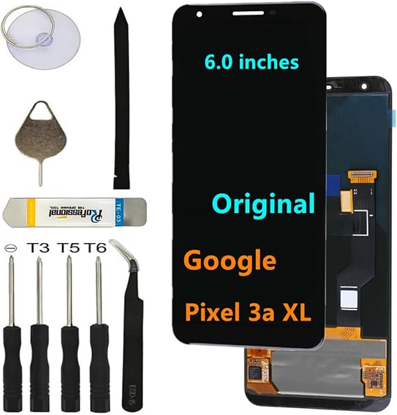 Original for Google Pixel 3A XL Screen Replacement Pixel 3A XL G020C G020G G020F G020A G020B G020D Display Touch Screen Digitizer Assembly with Tool.