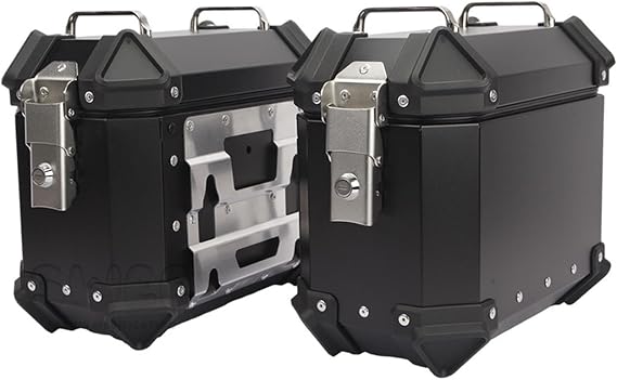 Side Case for Motorcycle 18L, 28L, 35L Side Saddlebag Box Replacement Trunk Lockable Storage Carrier Waterproof Aluminum Motorcycle Saddle Bags Black/Silver(Black,35L)