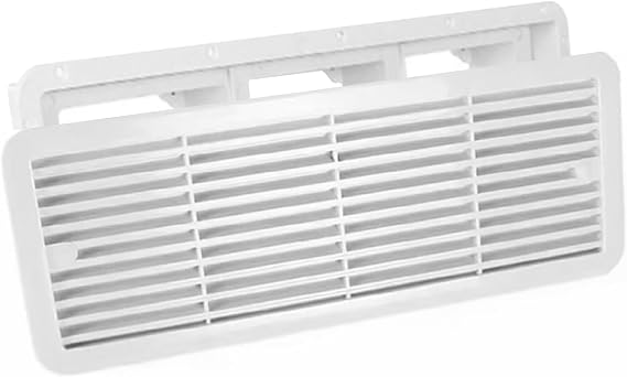 Fridge Vent Assembly Replacement with Reinforced Frame for Thetford 62445480, White 480mm x 186mm ABS Ventilation Cover for Caravan, Motorhome, RV, Campervan