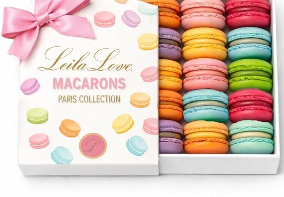 Leilalove Macarons - 12 Gourmet Macarons dozen flavors - box may vary in colors
