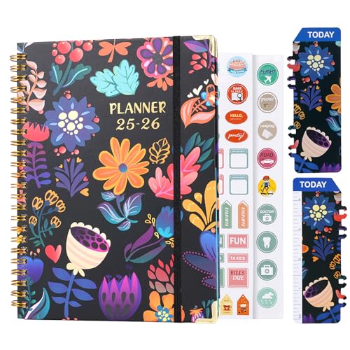 2025 Planner Weekly and Monthly, July.2025 - June.2026, Hardcover Monthly with Tabs for Home School & Office, A56.5 x 8.5, Strong Twin-Wire