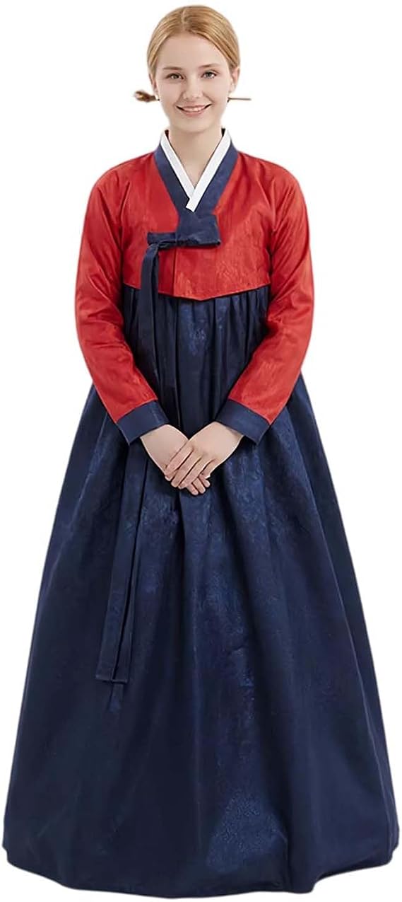 Women Hanbok Dress Korean Traditional Long Sleeve Palace Costume Cosplay Floral Embroidery Top Skirt