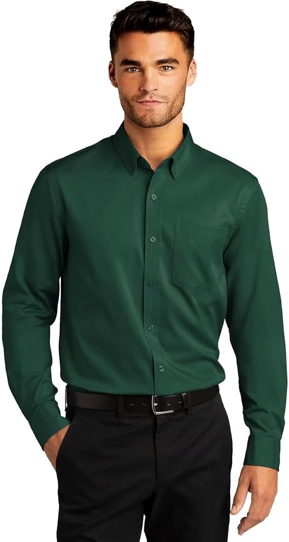 Wangyue Men's Long Sleeve Dress Shirts Casual Button Down Shirts Slim Fit Formal Dress Shirts with Pockets