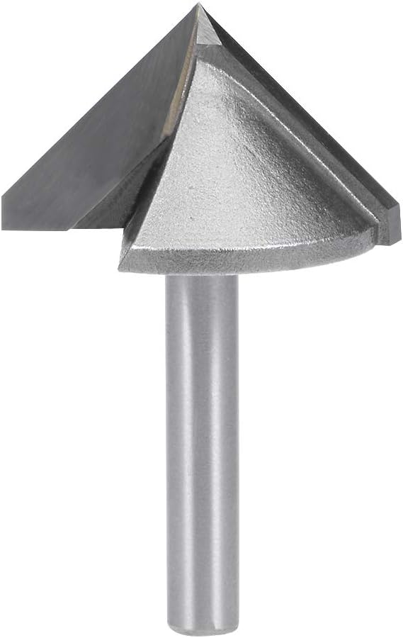 uxcell 90 Degree V-Groove Router Bit 32mm Dia with 6mm Shank, Titanium Steel Tipped V Grooving Bit (Gray)