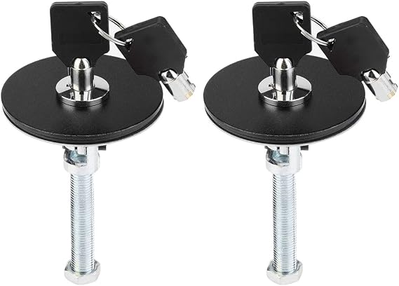 KIMISS Car Hood Locks, 2pcs Universal Aluminum Alloy Engine Hood Cover Lock Key Pin Kit Safety Pin (Black)