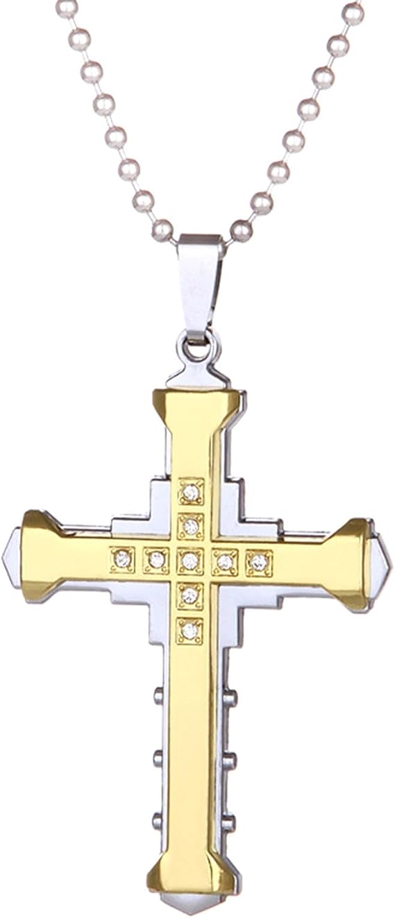 Singular-Point Cross Necklace For Women Men Diamond Crucifix Necklace Cross Pendant Necklace Trendy Alloy Cross Necklace Gifts For Men Women