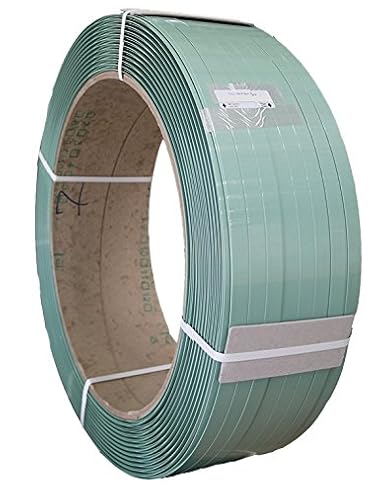 GAPCO Polyester Waxed Strapping for Friction Weld Tools, 4000' Length, 5/8" x 0.035" (PET) Strapping Roll of 16 x 6 Core Size, 1400 lbs Break Strength Green, 24 Coils