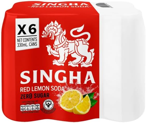 SINGHA RED LEMON SODA | High Vit C | with LuckyBoy Greetings (6x330ml, Red Lemon Soda)