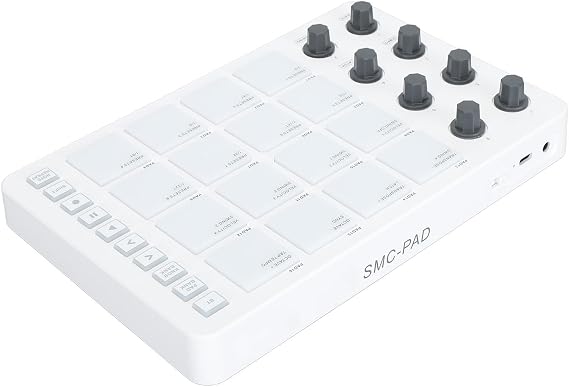 16 RGB Drum Pads, 8 Rotating Knobs, Wireless MIDI Controller, USB Beat Maker Machine for Music Production5mm MIDI Output Port, 2000mAh Lithium Battery, Cubase, Pro X, OS X