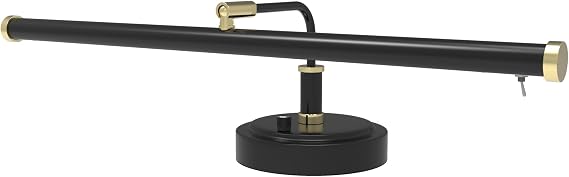 Adjustable LED Upright Piano Desk Lamp in Black with Brass Accents - PLED101D