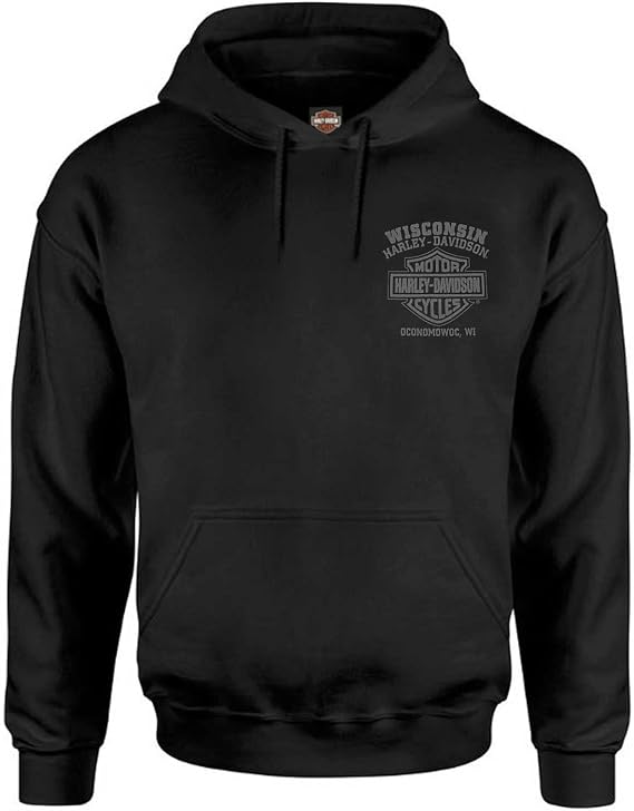 Harley-Davidson Men's Ghoulish Biker Skull Pullover Cotton-Blend Hoodie, Black