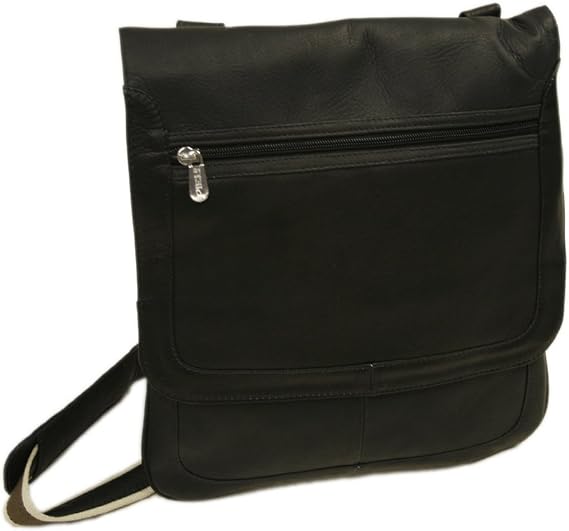 Piel Leather Small Vertical Messenger, Black, One Size