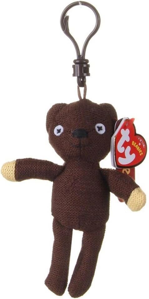 TY Mr. Bean's Teddy Clip-On 4 Inches - Children Keyring, Cute & Comfort Keychain, Stuffed Toy Keyrings & Keychains