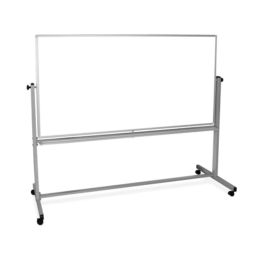 LUXOR Mobile Dry Erase Double-Sided Magnetic Whiteboard with Aluminum Frame and Stand - 72W x 40H
