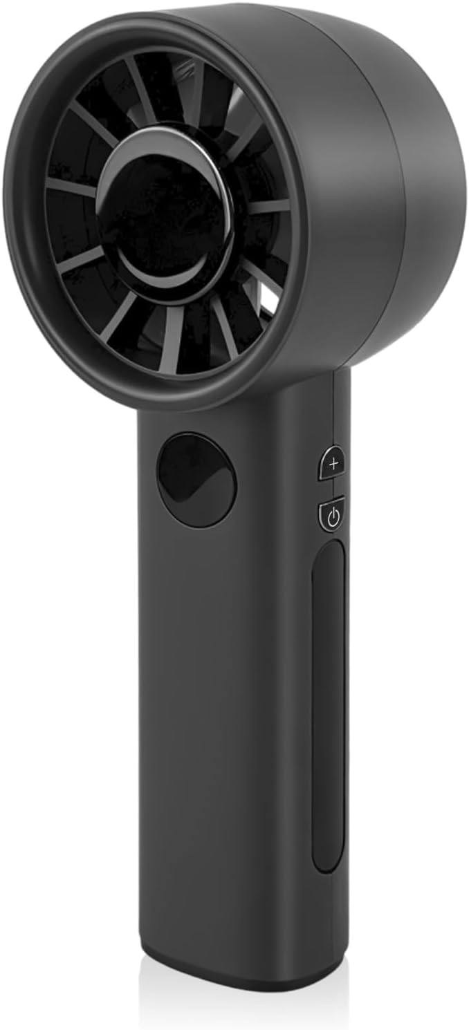 Jsdoin Turbo Hand Held Fan, Portable Handheld USB Rechargeable Fans Mini Fan, 1-100 Speed Stepless with LED Display, Small Desktop Desk Fan for Home Office Outdoor Camp Travel Essentials, Black