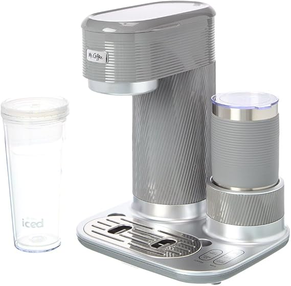 Mr. Coffee 4-in-1 Latte Lux Iced Hot Coffee Maker with Built-In Milk Frother Single-Serve 22 Ounces