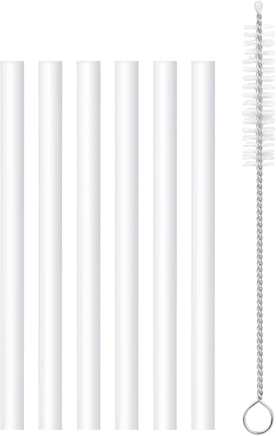 Reusable Replacement Straws Compatible with Simple Modern Kids Water Bottle 18oz with Straw Lid Accessories-6 Pack BPA Straws and 1 Pack Straw Brush
