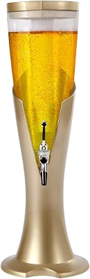 Beer Tower Beverage Dispenser with Spigot & Ice Tube, 3L100oz Mimosa Tower Dispenser for Parties Bars, Durable, Keep Cold, Dual Action, Easy to Clean