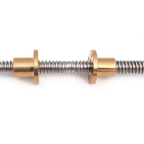 T8 8mm Lead Screw 5.91 inch / 150mm Length, Right and Left Hand Bi Direction Lead Screw with 2Pcs Brass Nuts (Acme Thread, Pitch of Screws: 2mm, Lead: 2mm, Single Start) Used in 3D Printer