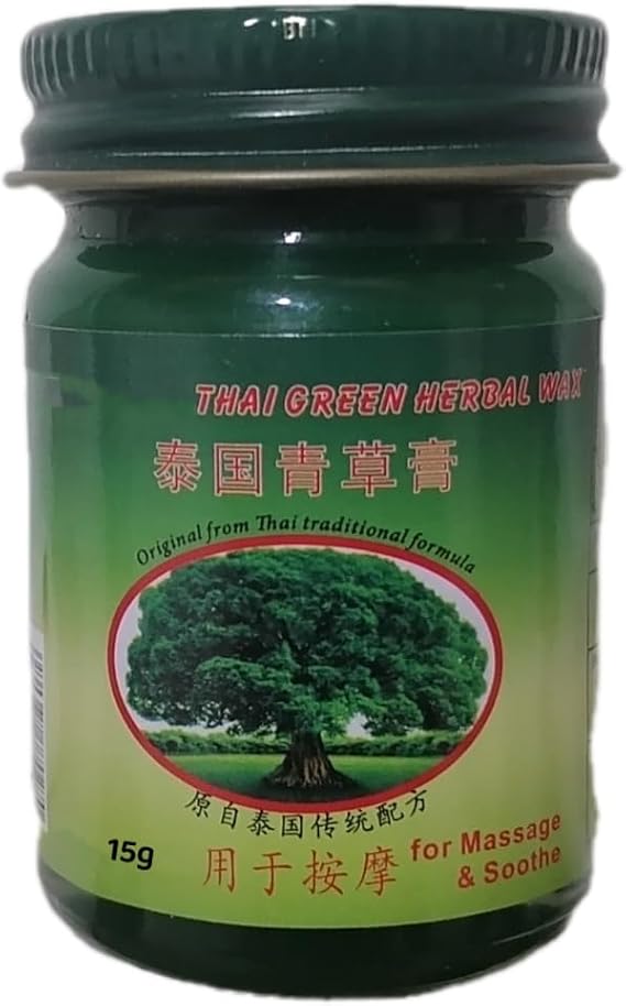 Original Thai Herbal Green Wax Massage Balm 50 Gram (3 Bottles)