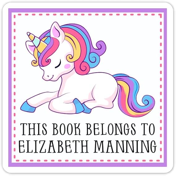 Custom Book Belongs To Labels, Unicorn Book Belongs To Stickers, Unicorn Bookplates (2 inch square, 40 count)