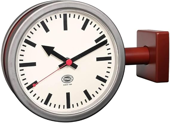 Dulton Double Face Clock 170D2 Matt Brick x Raw Bold 2-Tone Color Double-Sided Wall Clock Small Wall-Mounted Analog Height 20.5 cm Width 28.5 cm Depth 9 cm YR-0643MBC