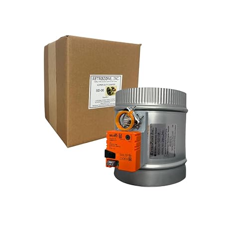 RetroZone SD 8" Round Damper, Power Open/Power Close, 24VAC, Efficient, Durable, Normally
